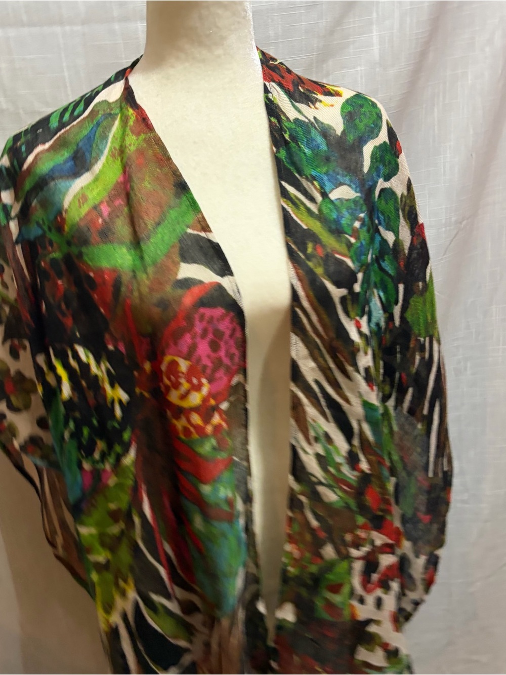 Chico's Linen Tropical Print Wrap/Shawl